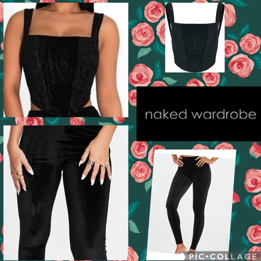 Matching Velvet Set - Corset Top and Leggings - Size XS